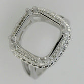 Sterling Silver Semi Mount Ring Setting Cushion Cu13x13mm Vintage Style Halo - Syzjewelry